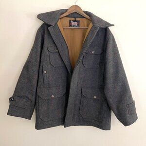 Vintage Men's Woolrich Heavyweight Plaid Grey Coat